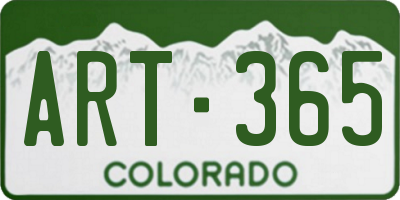CO license plate ART365