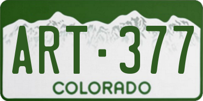 CO license plate ART377
