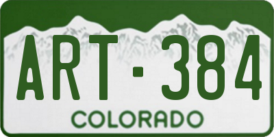 CO license plate ART384