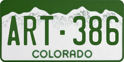 CO license plate ART386