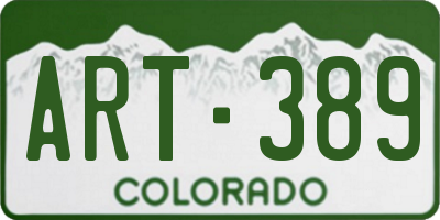 CO license plate ART389