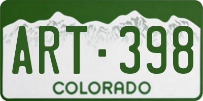 CO license plate ART398