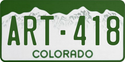 CO license plate ART418