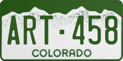 CO license plate ART458