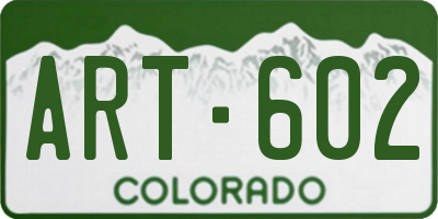 CO license plate ART602