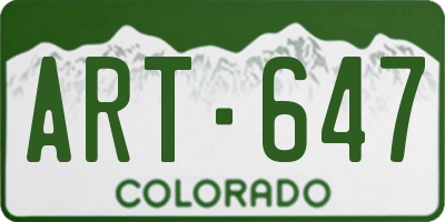CO license plate ART647