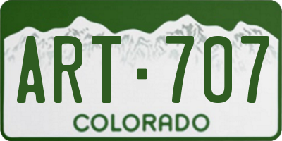 CO license plate ART707