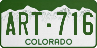 CO license plate ART716