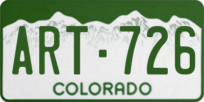 CO license plate ART726