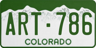CO license plate ART786