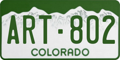 CO license plate ART802