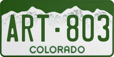 CO license plate ART803