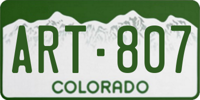CO license plate ART807