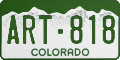 CO license plate ART818