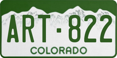 CO license plate ART822