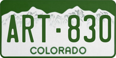 CO license plate ART830