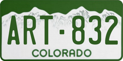 CO license plate ART832