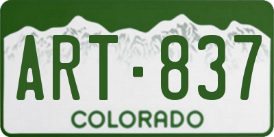 CO license plate ART837
