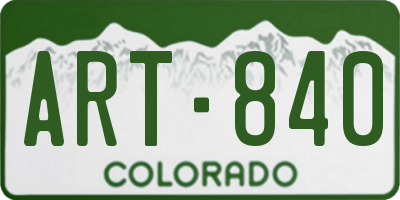 CO license plate ART840