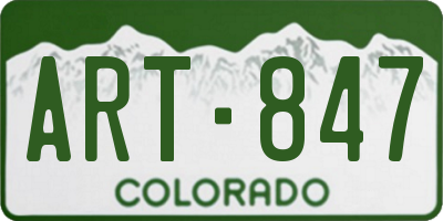 CO license plate ART847