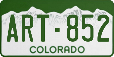 CO license plate ART852