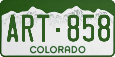 CO license plate ART858