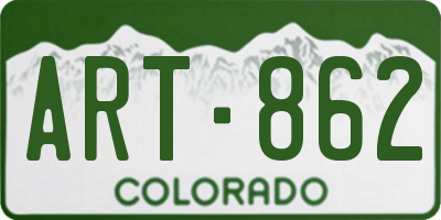 CO license plate ART862