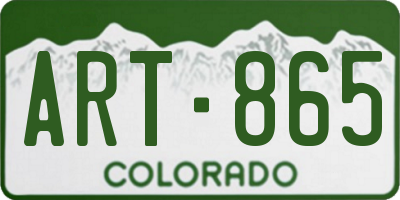 CO license plate ART865