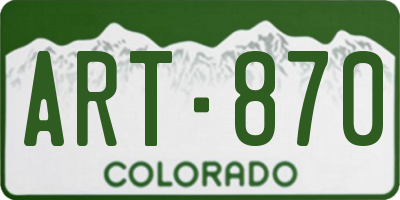 CO license plate ART870