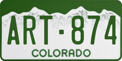 CO license plate ART874