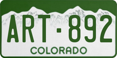 CO license plate ART892