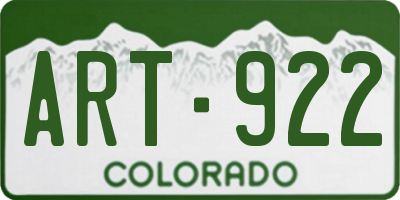 CO license plate ART922