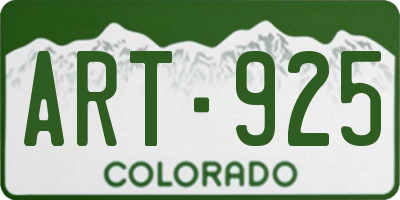 CO license plate ART925