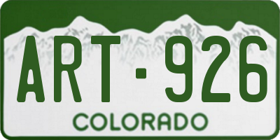 CO license plate ART926