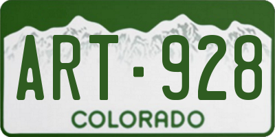 CO license plate ART928