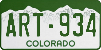 CO license plate ART934