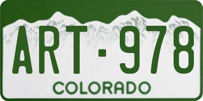 CO license plate ART978