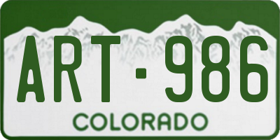 CO license plate ART986