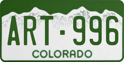 CO license plate ART996