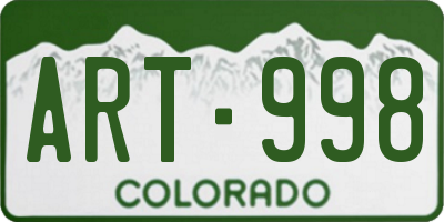 CO license plate ART998