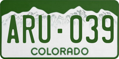 CO license plate ARU039