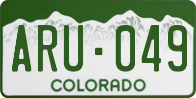 CO license plate ARU049