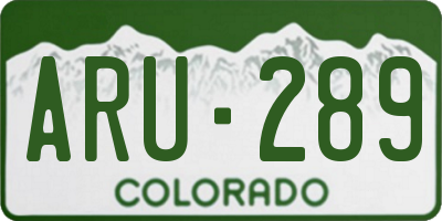CO license plate ARU289