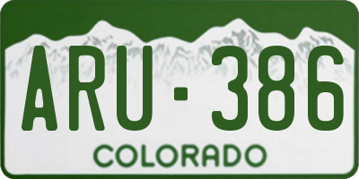 CO license plate ARU386