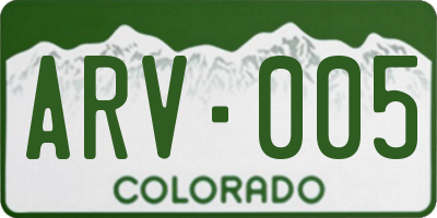 CO license plate ARV005