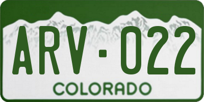CO license plate ARV022