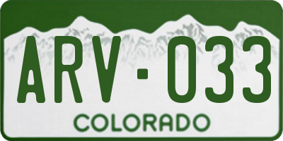 CO license plate ARV033