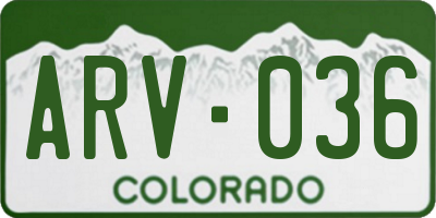 CO license plate ARV036