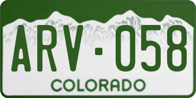 CO license plate ARV058