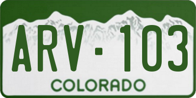 CO license plate ARV103